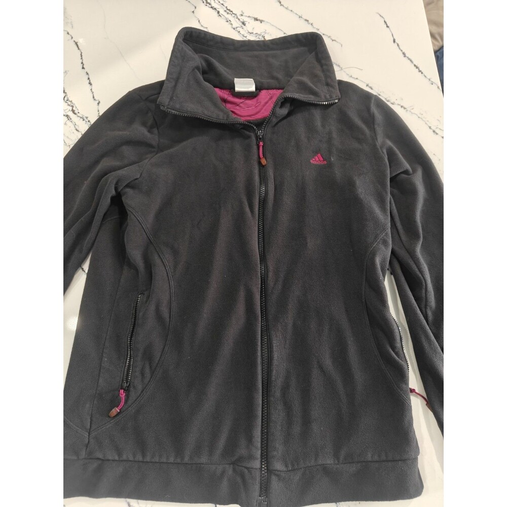 Vintage Adidas Fleece Jacket Track Womens Large Lined Full Zip Athleisure Pink